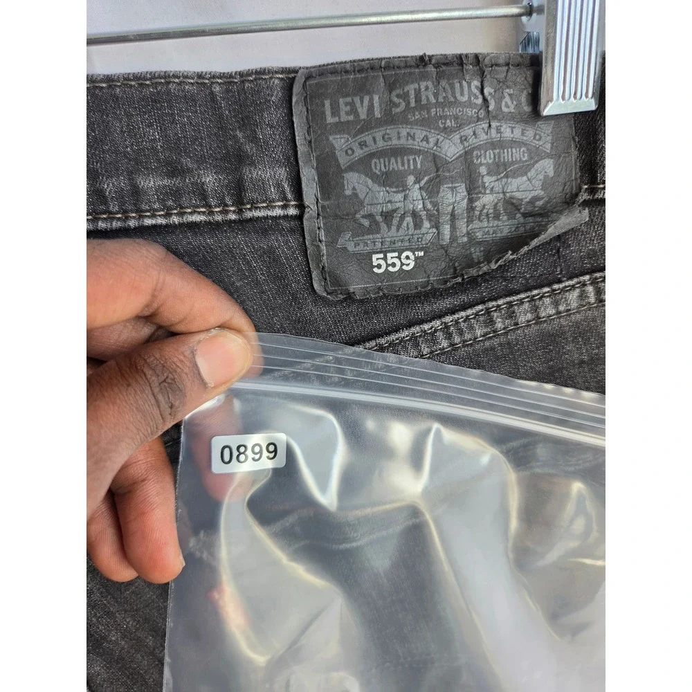 Levis 559 Jeans Mens Black Faded Relaxed Mid Rise Straight